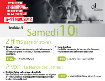 illustration de la Rochelle : histoire, lettres, destines et palmars des Escales Documentaires, samedi 10 novembre