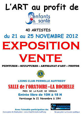illustration de La Rochelle : l'art au profit de la lutte contre le cancer des enfants avec le Lions Club du 21 au 25 novembre 2012