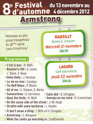 illustration de La Rochelle Agglo - Jazz : hommage  Armstrong, mer. 21 nov.  Marsilly et jeud. 22 nov.  Lagord