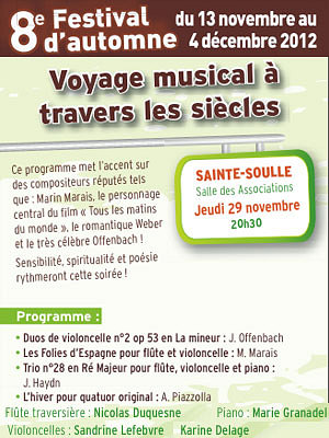 illustration de CdA La Rochelle - Festival d'automne  Sainte-Soulle : voyage musical  travers les sicles, jeudi 29 novembre 2012