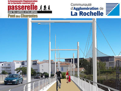 illustration de La Rochelle : pose spectaculaire de la passerelle du Pont des Charentes, nuit 23-24 fvrier 2013