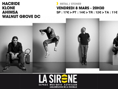 illustration de La Rochelle en mode metal avec Klone - Hacride- Walnut Grove DC et Ahima  La Sirne le 8 mars 2013