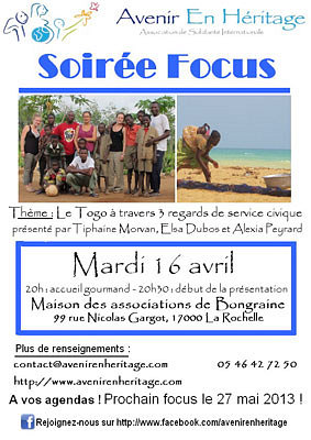 illustration de La Rochelle : solidarit international, soire avec Avenir en Hritage, mardi 16 avril 2013