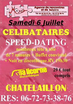illustration de La Rochelle - Chtelaillon : soire speed dating et discothque pour les clibataires, samedi 6 juillet 2013