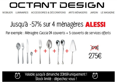 illustration de Arts de la table design : couverts - mnagres Alessi offre promo du dimanche, jusqu'au 7 juillet 2013 !