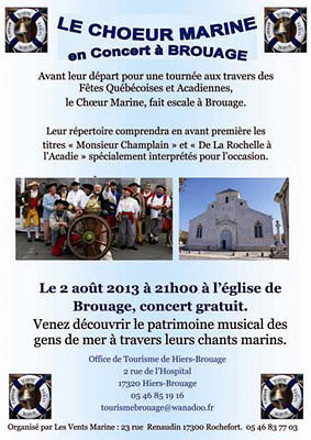 illustration de Charente-Maritime : Choeur Marine, concert gratuit du Choeur Marine  Brouage, vendredi 2 aot 2013  21h