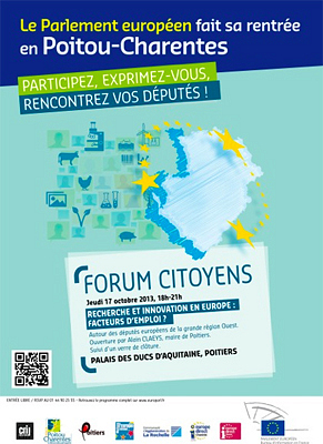 illustration de L'Europe en Poitou-Charentes : forum citoyen du Parlement Europen  Poitiers, jeudi 17 octobre 2013