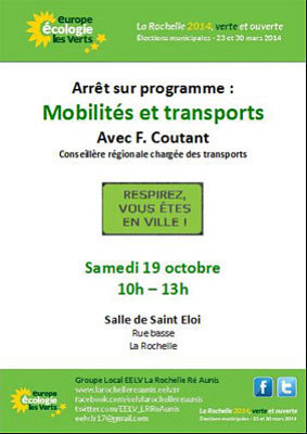 illustration de La Rochelle : une liste autonome pour les cologistes d'EELV en 2014, dbat mobilits-transports, samedi matin 19 septembre 2013