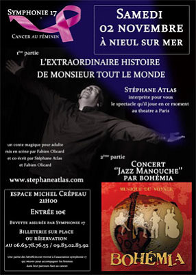 illustration de Agglo La Rochelle : spectacle et concert pour la lutte contre le cancer, samedi 2 novembre 2013  Nieul-sur-Mer