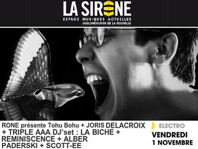 illustration de Grande nuit electro  La Rochelle : Rone, Joris Delacroix et AAA  La Sirne, vendredi 1er novembre