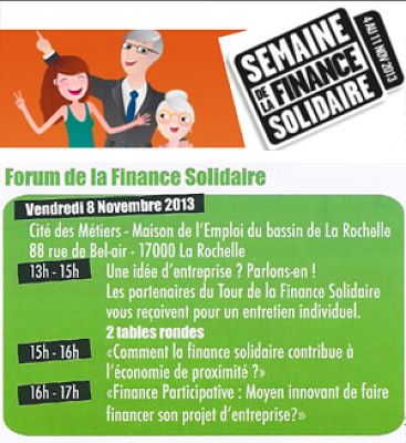 illustration de Forum de la finance solidaire  La Rochelle, vendredi 8 novembre 2013
