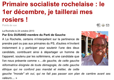 illustration de Primaire socialiste rochelaise : le 1er dcembre, Eric Durand du Parti de gauche taillera ses rosiers !