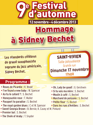 illustration de Agglo La Rochelle : concert hommage  Sidney Bechet, dimanche 17 novembre 2013  17h  Saint-Vivien