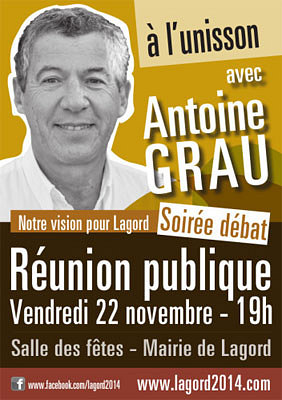 illustration de Agglomration de La Rochelle : soire-dbat  Lagord avec Antoine Grau, candidat de gauche aux municipales de 2014, vendredi 22 novembre 2013