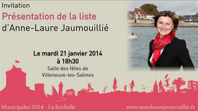 illustration de La Rochelle : la socialiste Anne-Laure Jaumouilli prsente sa liste, mardi 21 janvier 2014  Villeneuve-les-Salines