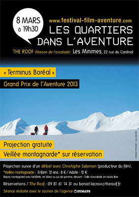 illustration de La Rochelle : Terminus Boral, projection-dbat du grand prix du festival du film d'aventure 2013 et veille montagnarde samedi 8 mars 2014 au Roof