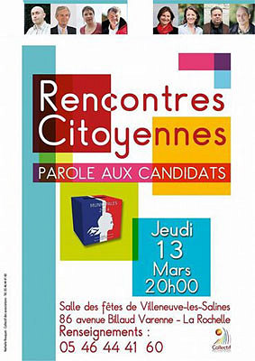 illustration de La Rochelle : rencontre citoyenne, les associations donnent la parole aux 8 candidats,  jeudi 13 mars 2014  20h  Villeneuve-les-Salines