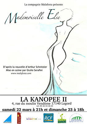 illustration de Lagord - La Rochelle Agglo : Mademoiselle Else, thtre  La Kanop II, sam.  22 et dim. 23 mars 2014