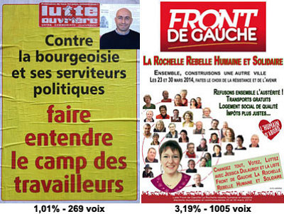 illustration de La Rochelle 2014 : pas de consigne de vote pour le Front de Gauche et Lutte Ouvrire au 2e tour de l'lection municipale