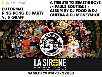 illustration de Soire clubbing DJ, VJ & hip-hop  La Rochelle : Dj Format & tribute to Beastie Boys  partir de 22h30  La Sirne