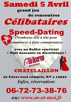 illustration de La Rochelle sud - Chtelaillon : soire speed dating et discothque pour les clibataires, samedi 5 avril 2014