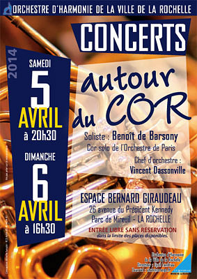 illustration de Orchestre d'harmonie de la Ville de La Rochelle : concerts autour du cor, samedi 5 et dimanche 6 avril 2014