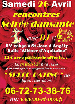 illustration de Clibataires de Charente-Maritime : speed dating et soire dansante  St Jean d'Angely, samedi 26 avril 2014