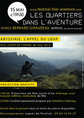 illustration de Quartier de l'aventure  La Rochelle : Abyssinie l'appel du loup, projection du film, jeudi 15 mai 2014