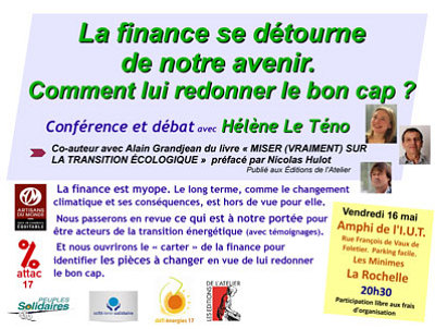 illustration de La Rochelle : financer la transition écologique, conférence et débat avec Hélène Le Téno vendredi 16 mai 2014