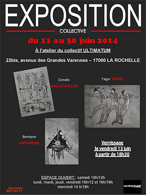 illustration de Gravure  La Rochelle : Yagui Druid et ses lves exposent chez Ultimatum jusqu'au 30 juin 2014, vernissage vendredi 13