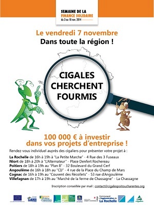 illustration de De La Rochelle à Cognac : Cigales recherchent fourmis, rendez-vous d'affaires solidaires de proximité, vendredi 7 novembre 2014