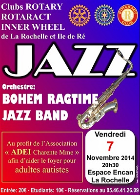 illustration de La Rochelle : Bohem Ragtime Jazz Band, grand concert caritatif des clubs Rotary, vendredi 7 novembre 2014