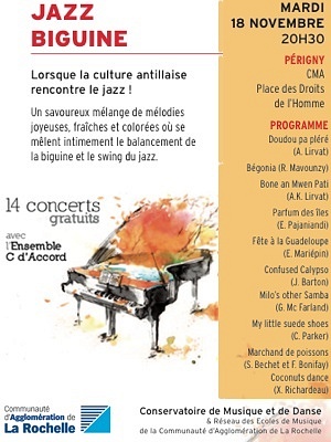 illustration de Agglo de La Rochelle  : jazz Biguine à Périgny, mardi 18 novembre 2014