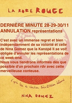 illustration de La Rochelle Agglo - Lagord : la robe rouge par Nina Gomez à La Kanopé, annulation 28-30/11/2014