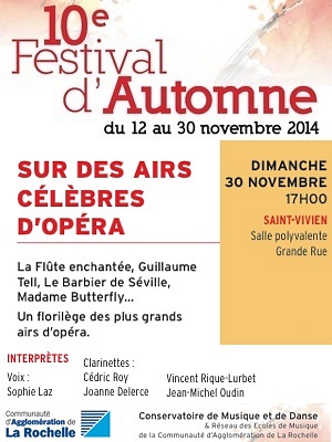 illustration de La Rochelle Agglo : grands airs d'opéra, concert gratuit à Saint-Vivien, dimanche 30 novembre 2014 à 17h