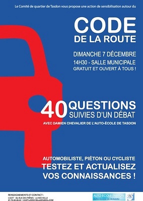 illustration de La Rochelle Tasdon : quizz et sensibilisation au code de la route, dimanche 7 dcembre 2014  14h30