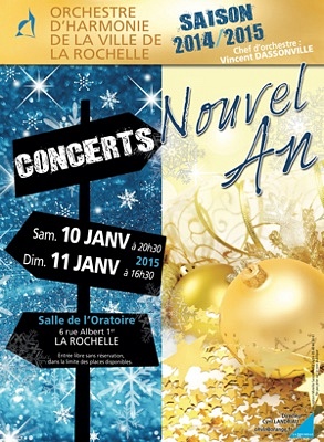 illustration de Orchestre d'harmonie de la Ville de La Rochelle : concerts gratuits du Nouvel An, samedi 10 et dimanche 11 janvier 2015