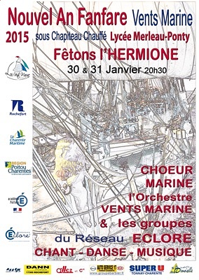 illustration de Rochefort : Nouvel An Fanfare 2015 dans le sillage de la frgate l'Hermione, soire publique samedi 31 janvier 2015