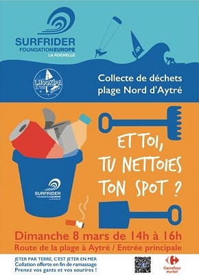 illustration de Initiatives Ocanes La Rochelle Anglo : nettoyage de la plage d'Aytr avec la Surfrider, dimanche 8 mars 2015