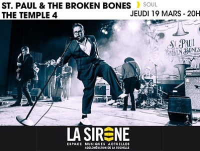illustration de Concert soul  La Rochelle : St. Paul et The Broken Bones  la Sirne, jeudi 19 mars 2015