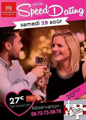 illustration de Soire pour les clibataires  La Rochelle : rencontres speed-dating et cocktail dnatoire au Casino, samedi 29 aout 2015