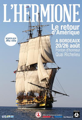illustration de La frgate l'Hermione  Bordeaux jusqu'au 26 aot 2015 avant son retour  Rochefort-sur-Mer en Charente-Maritime