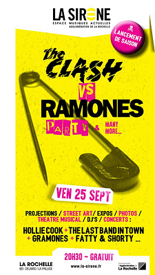 illustration de Punk US vs UK à La Rochelle en ouverture de saison de La Sirène : free party The Clashs vs Ramones et many more, vendredi 25 septembre 2015 !