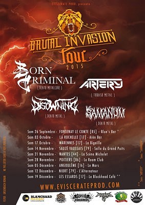 illustration de Soire metal  La Rochelle avec les 4 groupes du Brutal Invasion Tour, samedi 3 octobre 2015