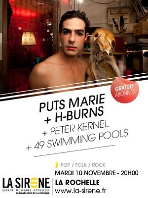 illustration de Pop-rock  La Rochelle : Puts Marie, H-Burns, 49 Swimming Pool, Peter Kernel ! C'est mardi 10 novembre 2015  la Sirne !