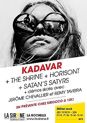 illustration de Metal, rock et skate  La Rochelle : Kadavar, The Shrine, Horisont et Satan's Satyrs, jeudi 19 novembre 2015