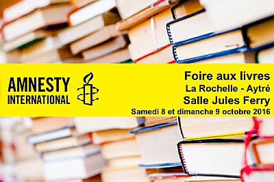illustration de La Rochelle - Aytré : foire aux livres au profit d'Amnesty International samedi 8 et dimanche 9 octobre 2016