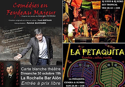 illustration de À l'affiche à La Rochelle : jam session, Set tropical, Cumbia Party et théâtre à l'Aiôn 27-30 octobre 2016