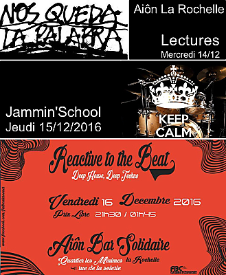illustration de À l'affiche à La Rochelle : lectures ; scène ouverte ; Djs sets avec Fritz DK les 14, 15 et 16 décembre 2016