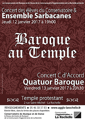 illustration de Concerts baroques au Temple de La Rochelle : jeudi 12 et vendredi 13 janvier 2017